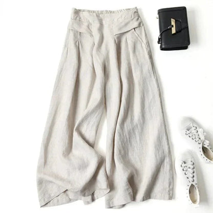 CM | Pantalones anchos de algodón y lino