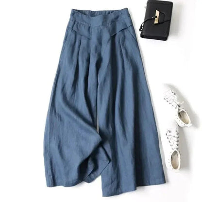 CM | Pantalones anchos de algodón y lino