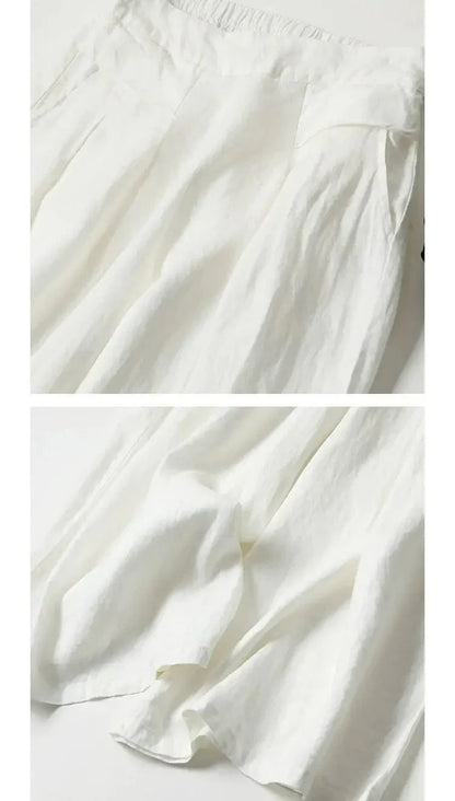 CM | Pantalones anchos de algodón y lino