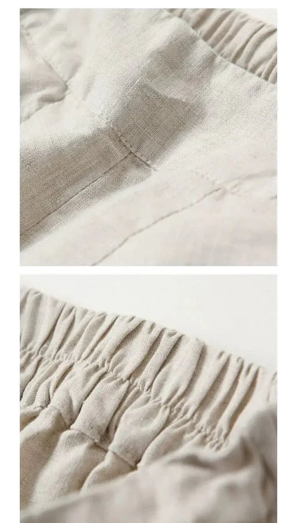 CM | Pantalones anchos de algodón y lino