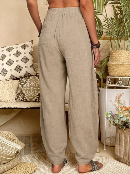 CM | Pantalones anchos de lino para mujer