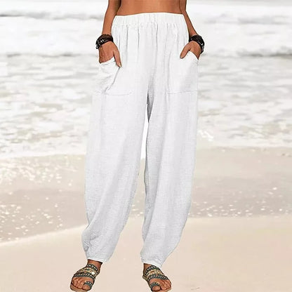 CM | Pantalones anchos de lino para mujer