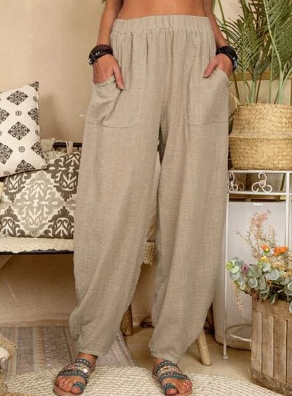 CM | Pantalones anchos de lino para mujer