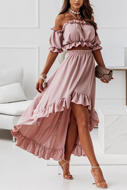 CM | Traje vestido midi sin hombros