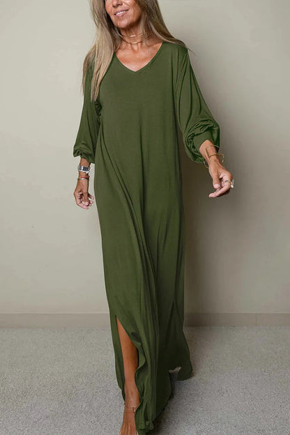 CM | Ladies Vestido maxi casual con escote en V