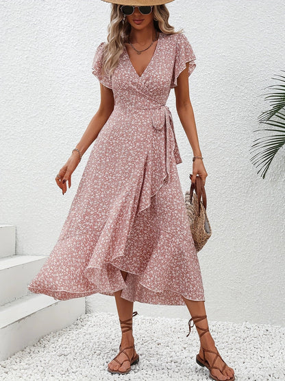 CM | maxi vestido vaporoso con mangas y cintura fruncidas