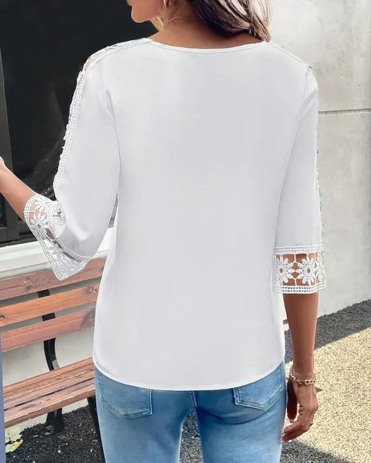 CM | Camiseta monocolor perforada gancho patchwork