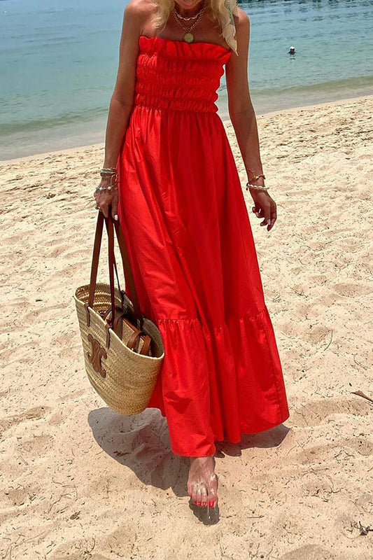 CM | Passionate Beach Vestido Largo Plisado Bandeau Resort