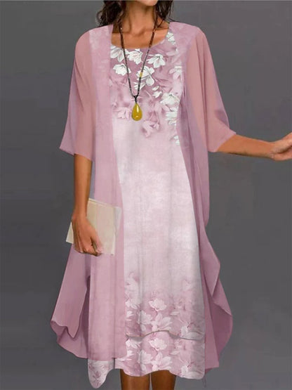 CM | vestido midi de dos piezas con estampado floral para mujer AH315