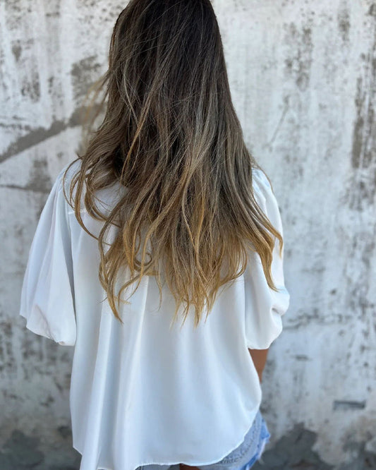 CM | Blusa Casual Moda Manga Corta Unicolor