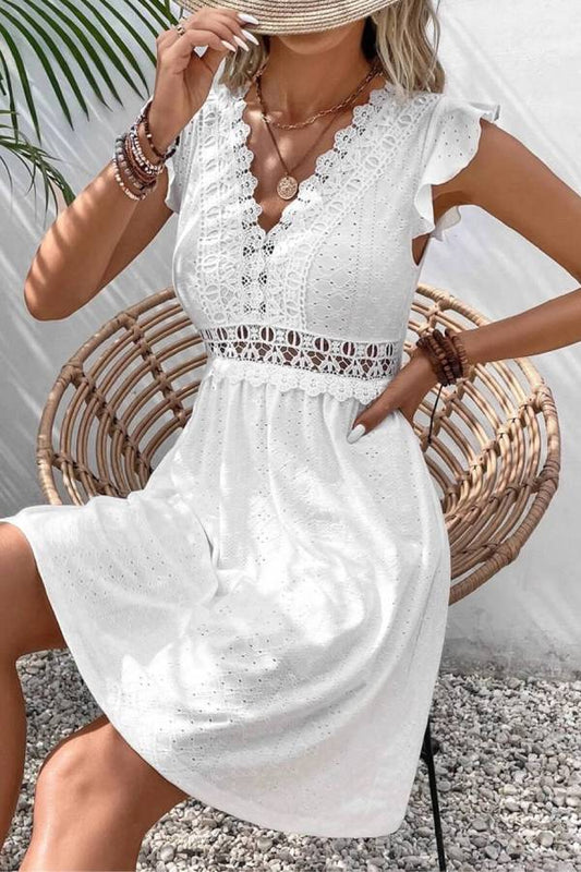 CM | Minivestido casual de punto con escote jacquard