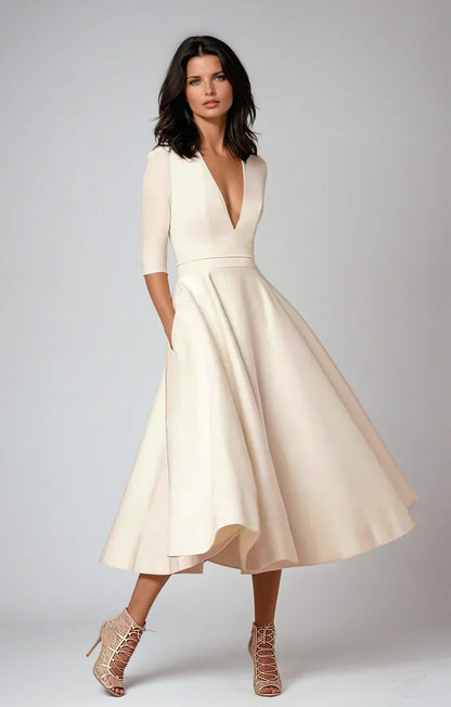 CM | elegante vestido midi de aspecto vintage para mujer
