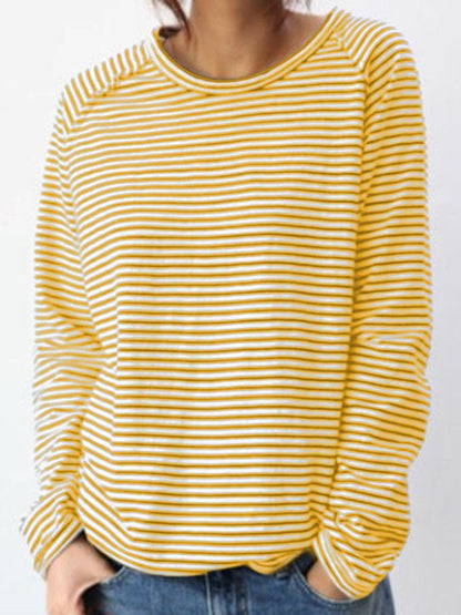 CM Blusa básica de algodón blanco y negro de manga larga