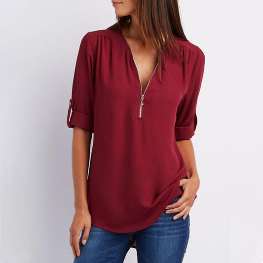 CM | Blusa casual con cremallera | Blusa Frieda
