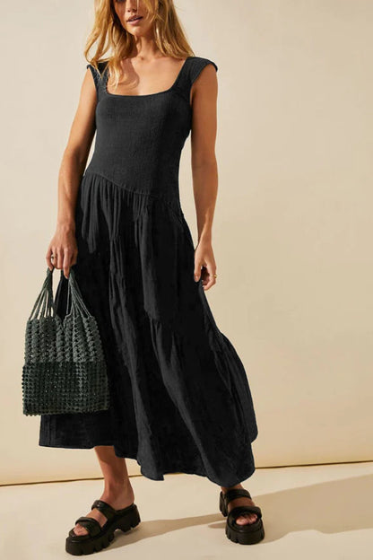 CM | MAXI VESTIDO FEMENINO CON VOLANTES