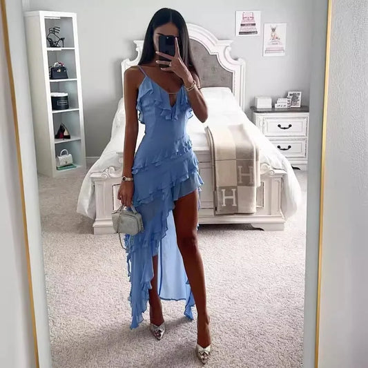 CM | 2024 Sexy vestido monocromo con escote halter