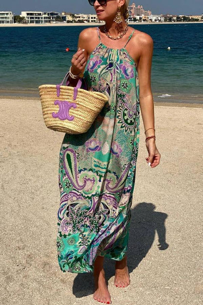 CM | Aqua Negro Seda Diseñador Maxi Vestido