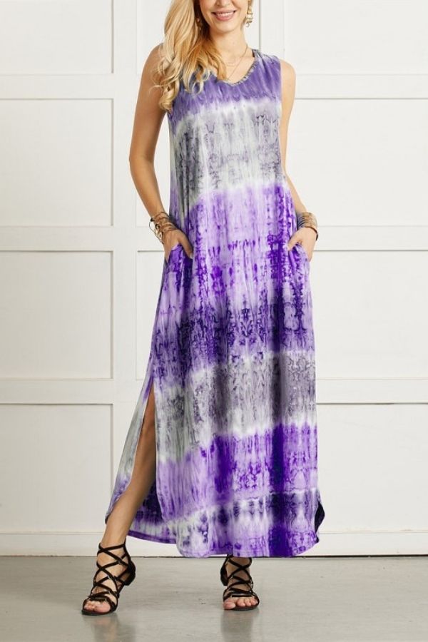 CM | MAXI VESTIDO ESTAMPADO DE COLORES SIN MANGAS