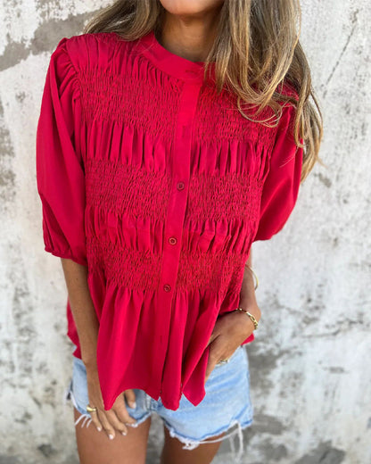CM | Blusa Casual Moda Manga Corta Unicolor