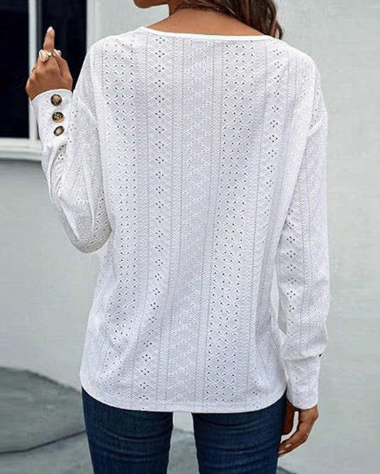 CM | Blusa casual cuello en V hueco monocromo