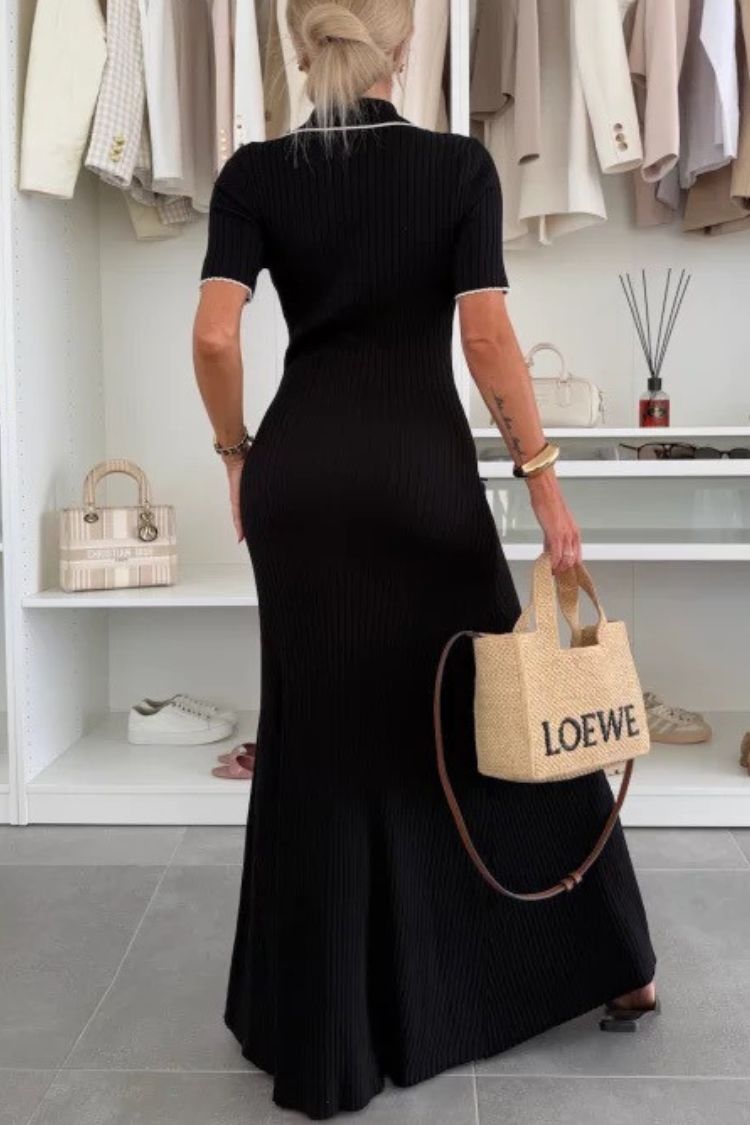 CM | Color Sólido Sin Espalda Off-Shoulder Fruncido Delgado Maxi Vestido