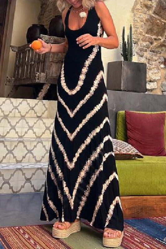 CM | Summer of Fun maxi vestido elástico con lazada en la espalda y estampado Tie-dye