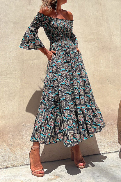 CM | VESTIDO LARGO BADO GEOMÉTRICO