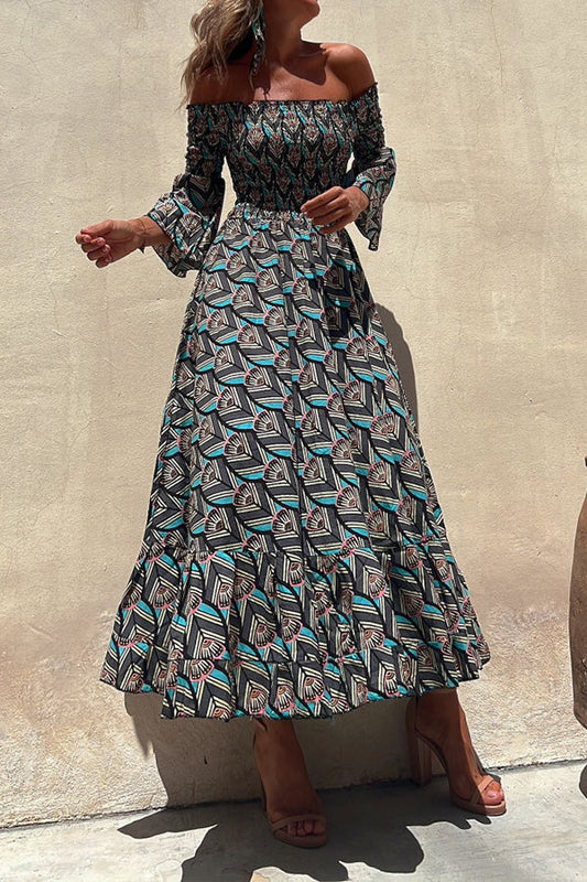 CM | VESTIDO LARGO BADO GEOMÉTRICO
