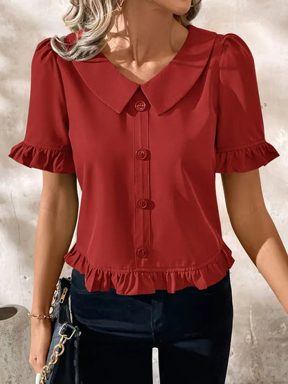 CM | Blusa casual con cuello en V para mujer