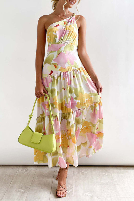 CM | Vestido midi sin mangas, de largo medio y hombros descubiertos