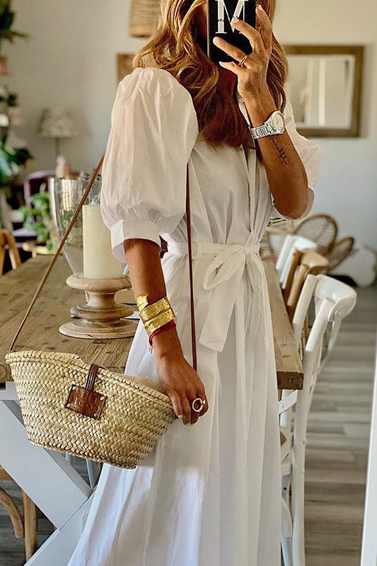 CM | Vestido midi camisero con bolsillos vintage