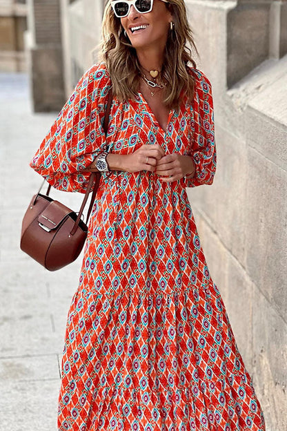 CM | Vestido midi con mangas abullonadas