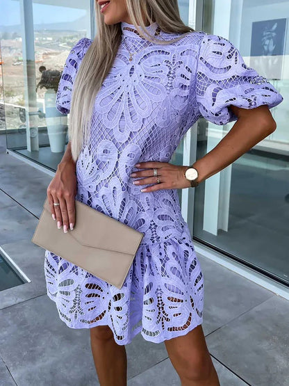 CM | elegante vestido midi para mujer con mangas abullonadas