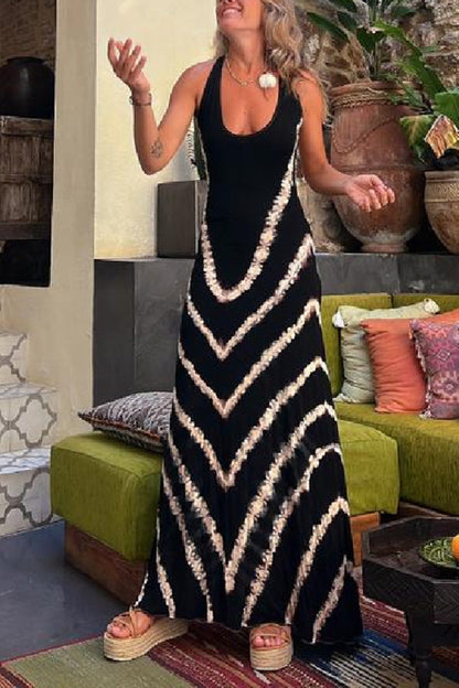 CM | Summer of Fun maxi vestido elástico con lazada en la espalda y estampado Tie-dye