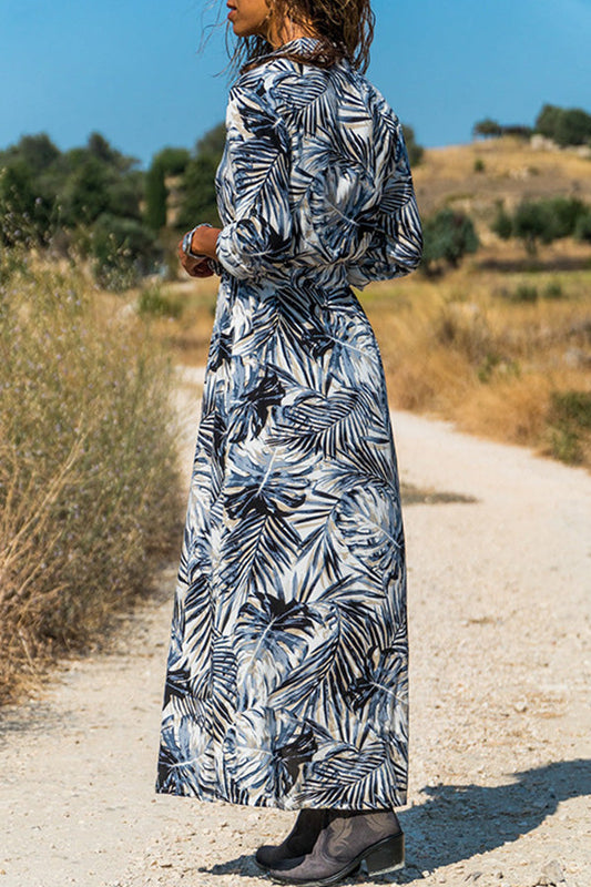 CM | maxi vestido con solapa y estampado boho