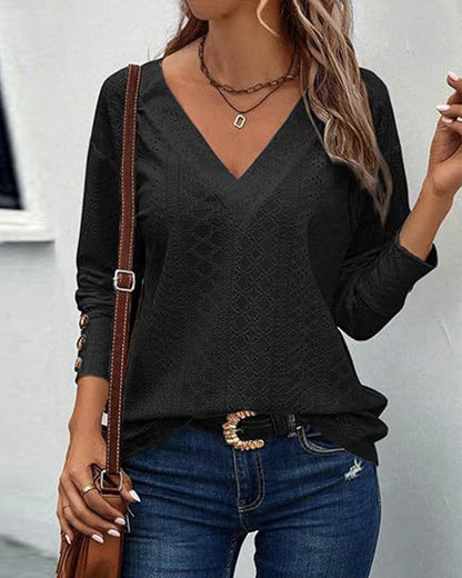 CM | Blusa casual cuello en V hueco monocromo