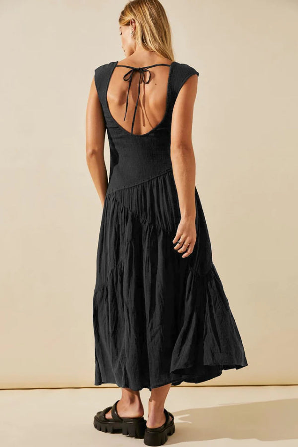 CM | MAXI VESTIDO FEMENINO CON VOLANTES