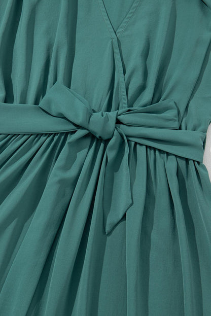 CM | maxi vestido verde oscuro con pliegues para mujer
