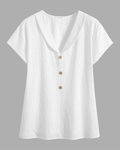 CM | blusa cuello botón monocolor manga corta