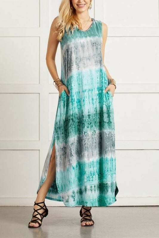 CM | MAXI VESTIDO ESTAMPADO DE COLORES SIN MANGAS