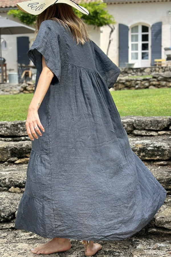 CM | MIRA maxi vestido con escote en V y rayas