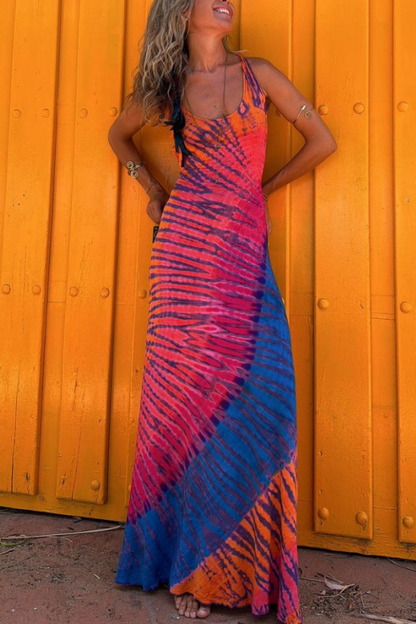CM | Vestido maxi elástico con espalda cruzada