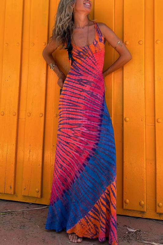 CM | Vestido maxi elástico con espalda cruzada