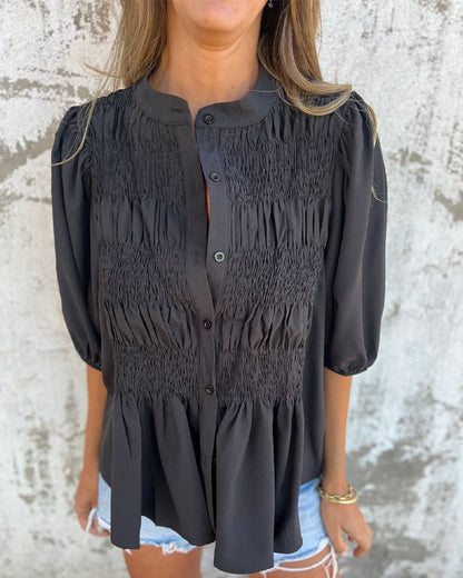 CM | Blusa Casual Moda Manga Corta Unicolor