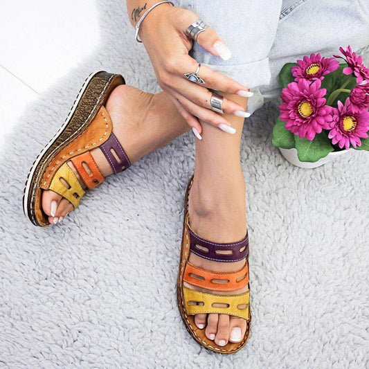 CM | | Cómodas sandalias de sujeción tricolor para mujer