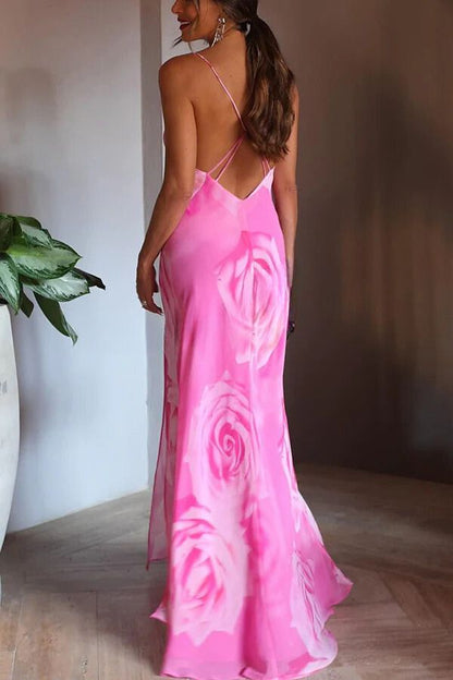 CM | You Get The Picture Maxi Vestido Floral con Cuello de Vaca y Aberturas