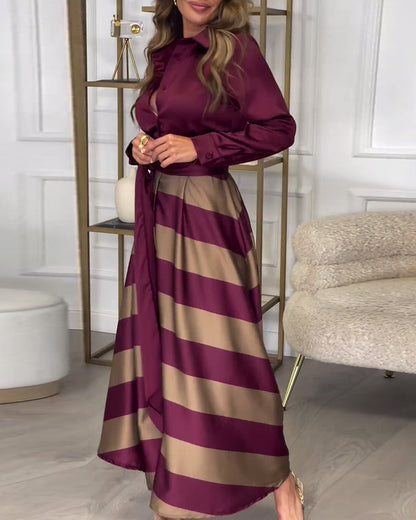 CM | Elegante maxi vestido de rayas
