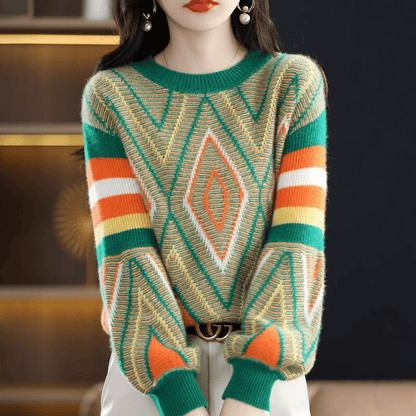 CM | A'leurs - Elegante jersey estampado verde-naranja