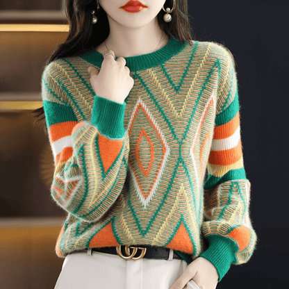 CM | A'leurs - Elegante jersey estampado verde-naranja