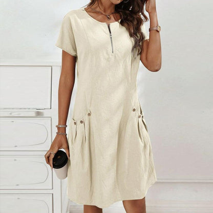 CM | Apricot Minivestido monocolor con escote redondo